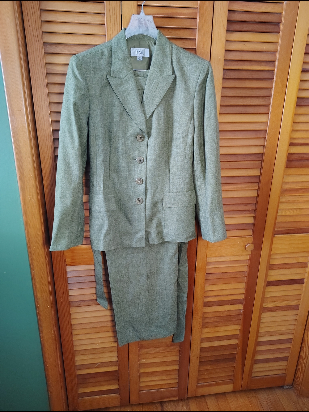 Le Suit Olive Green Women's Skirt Suit